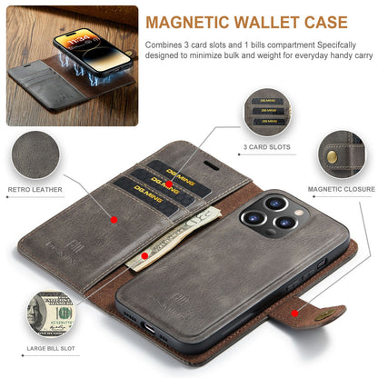 DG Ming Cowhide Magnet Clamshell Split Phone Leather Case