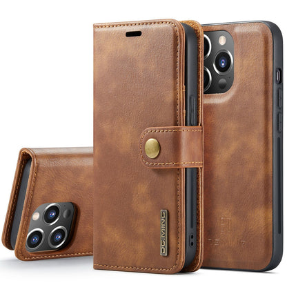 DG Ming Cowhide Magnet Clamshell Split Phone Leather Case