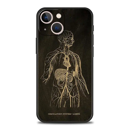 Anatomy Skeleton Chalkboard Body Heart Phone Case for iPhone