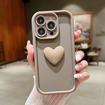 Cute Ins 3D Love Heart Silicone Phone Case for iPhone - Shockproof Candy Cover | InkSync Store