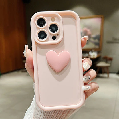 Cute Ins 3D Love Heart Silicone Phone Case for iPhone - Shockproof Candy Cover | InkSync Store