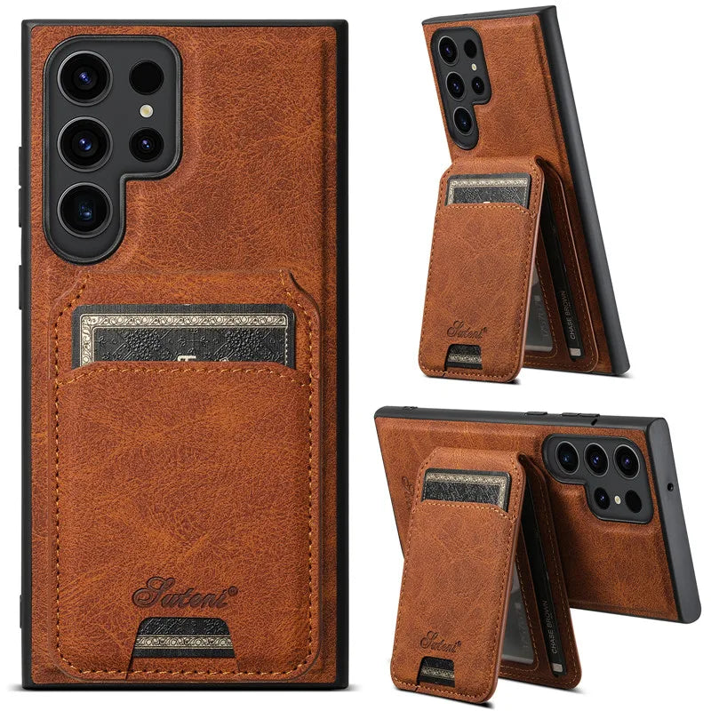 Suteni Luxury Wallet Phone Case with Card Holder for Samsung Galaxy