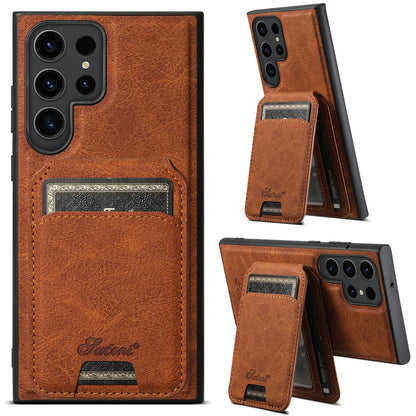 Suteni Luxury Wallet Phone Case with Card Holder for Samsung Galaxy