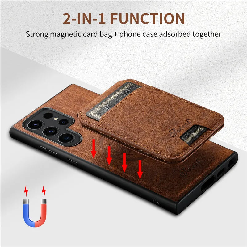 Suteni Luxury Wallet Phone Case with Card Holder for Samsung Galaxy