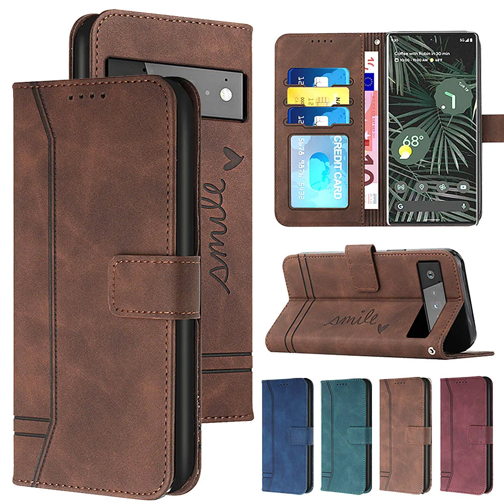 Matte Leather Wallet Phone Case for Google Pixel