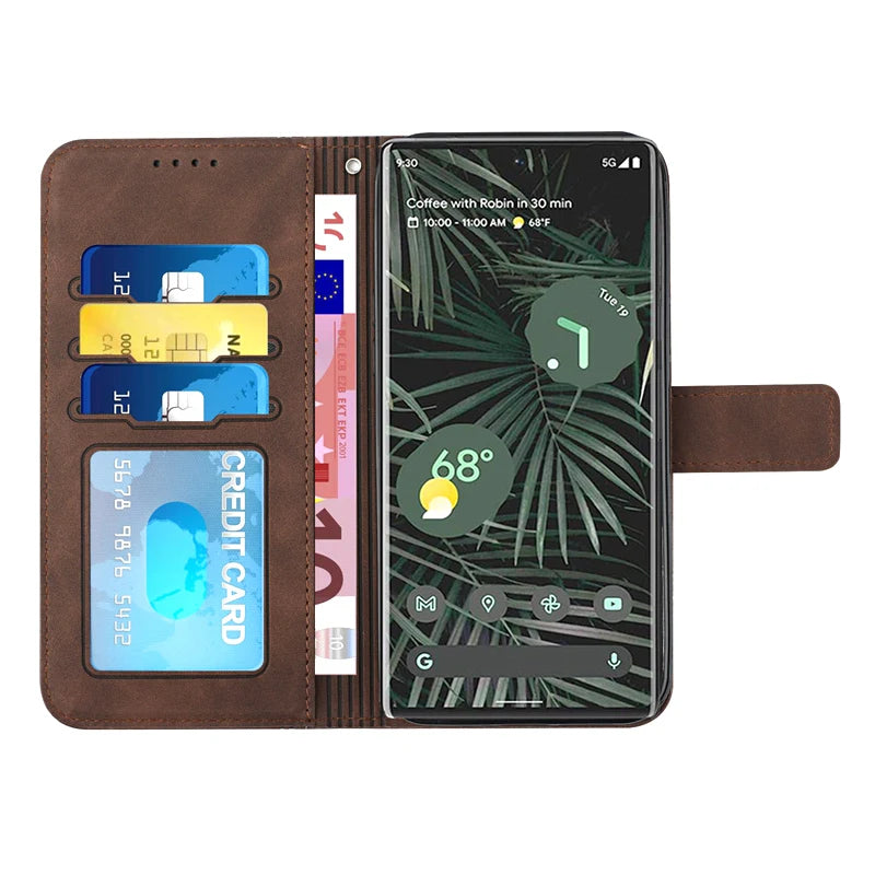 Matte Leather Wallet Phone Case for Google Pixel