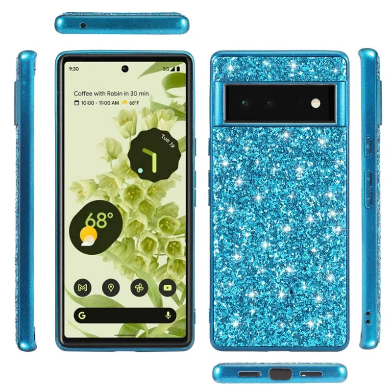 Glitter Case for Google Pixel  Shockproof Hard Plastic Plating Protector Phone Cover