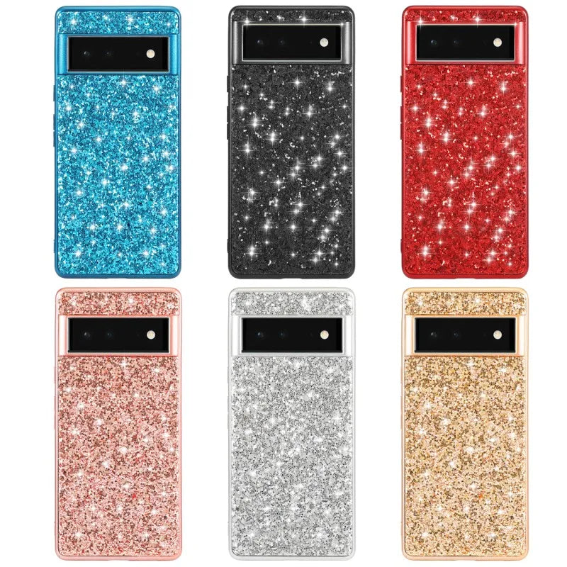 Glitter Case for Google Pixel  Shockproof Hard Plastic Plating Protector Phone Cover