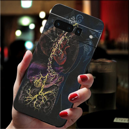 Human Organs Skeleton Skull Brain Case for Google Pixel