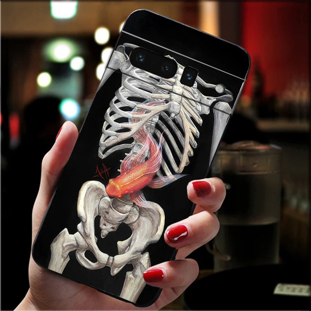 Human Organs Skeleton Skull Brain Case for Google Pixel