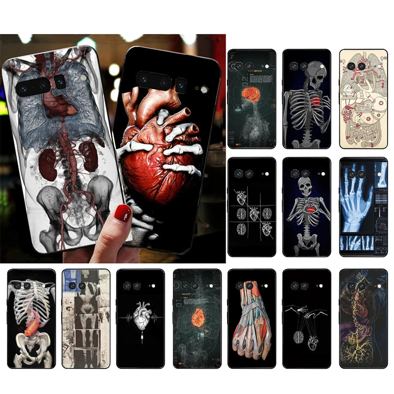 Human Organs Skeleton Skull Brain Case for Google Pixel