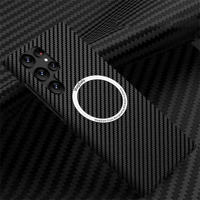 Luxury Carbon Fiber Magnetic Macsafe Case for Magsafe Samsung S22 Ultra S23 S24 Plus S22ultra S22Plus S23Ultra S23+ Matte Cover