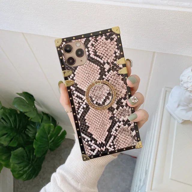 Luxury Snake Skin Design Square Silicone Phone Case for Samsung