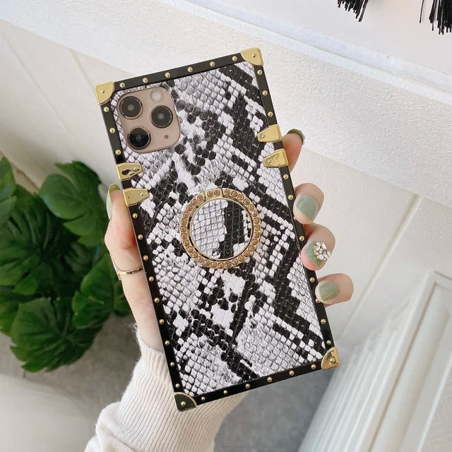 Luxury Snake Skin Design Square Silicone Phone Case for Samsung