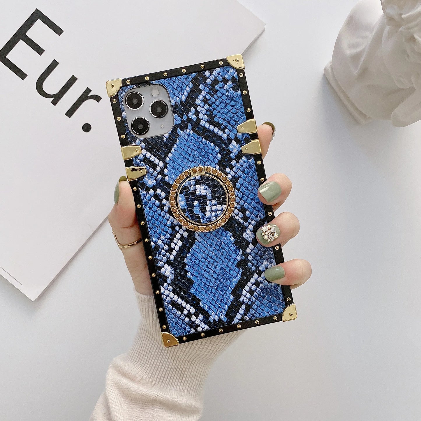 Luxury Snake Skin Design Square Silicone Phone Case for Samsung