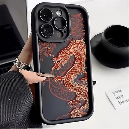 Luxury Trendy Ancient East Dragon Soft Phone Case for iPhone