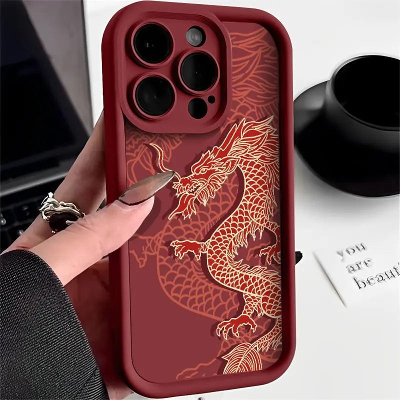 Luxury Trendy Ancient East Dragon Soft Phone Case for iPhone