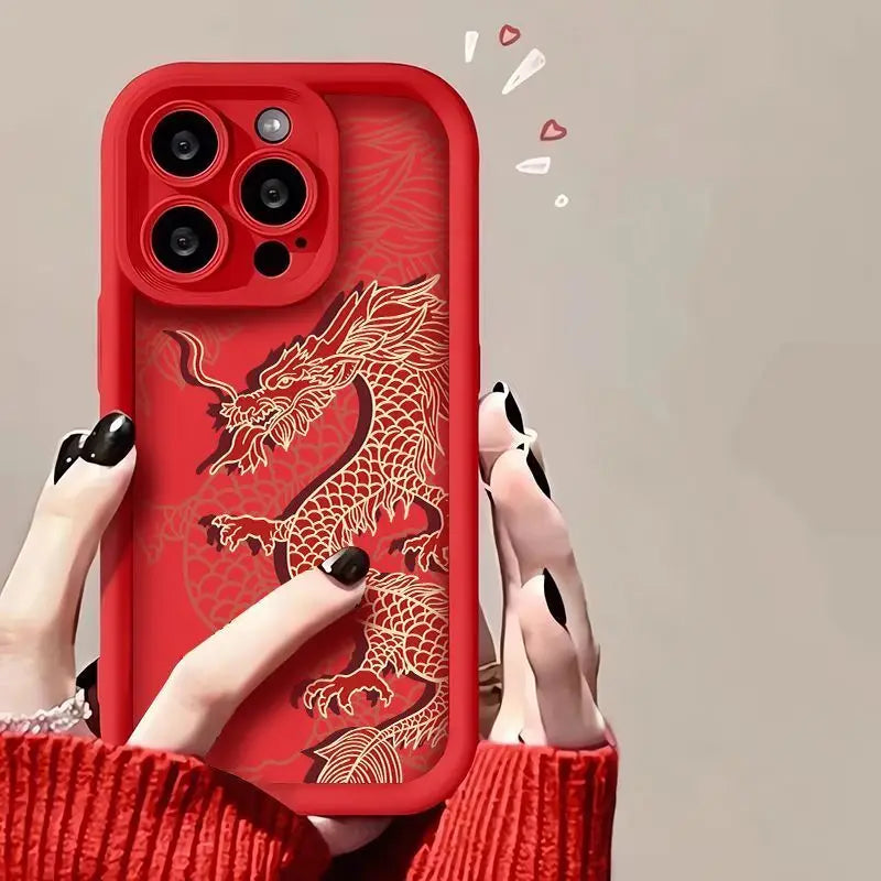 Luxury Trendy Ancient East Dragon Soft Phone Case for iPhone