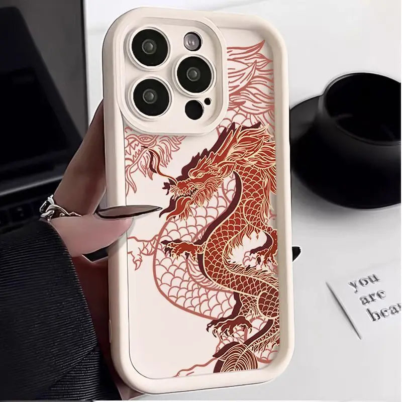 Luxury Trendy Ancient East Dragon Soft Phone Case for iPhone