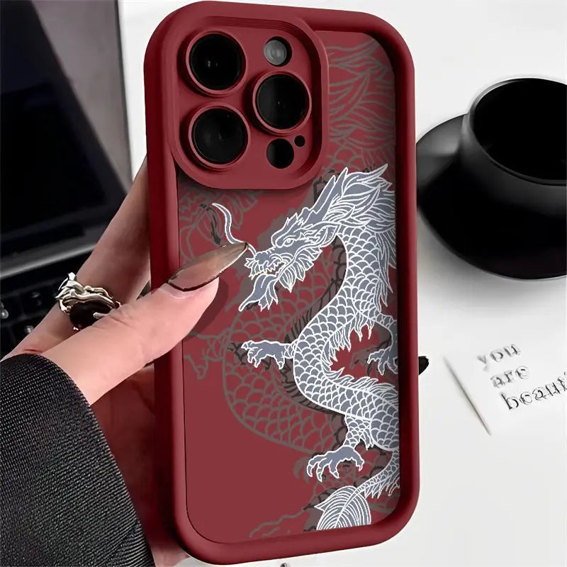 Luxury Trendy Ancient East Dragon Soft Phone Case for iPhone