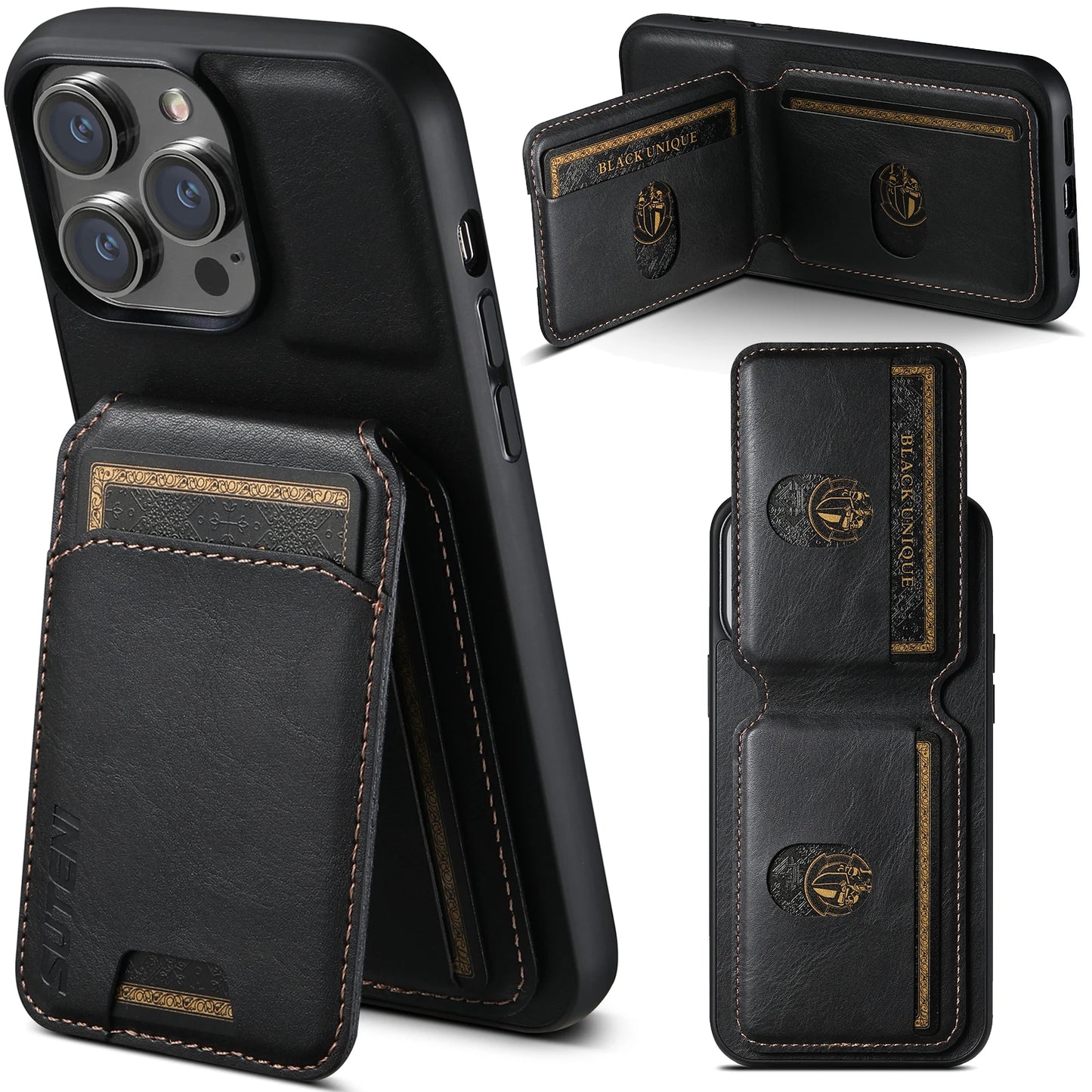 Multifunctional Leather Bracket Card Package Phone Case for iPhone