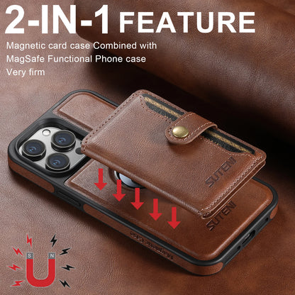 PU Leather Card Holder Wallet Case 2-in-1 Detachable for iPhone