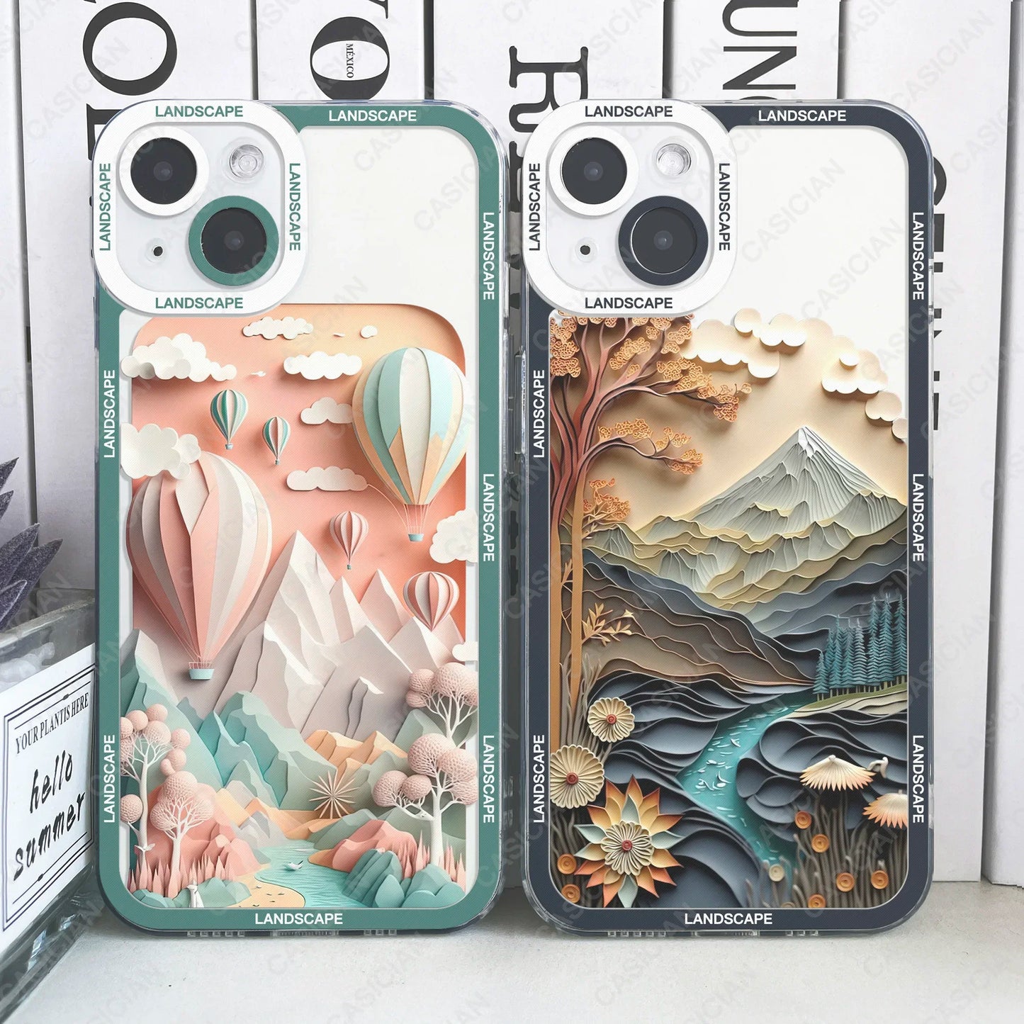 Paper Cute Landscape Creative Mountain Balloons Phone Case for iPhone