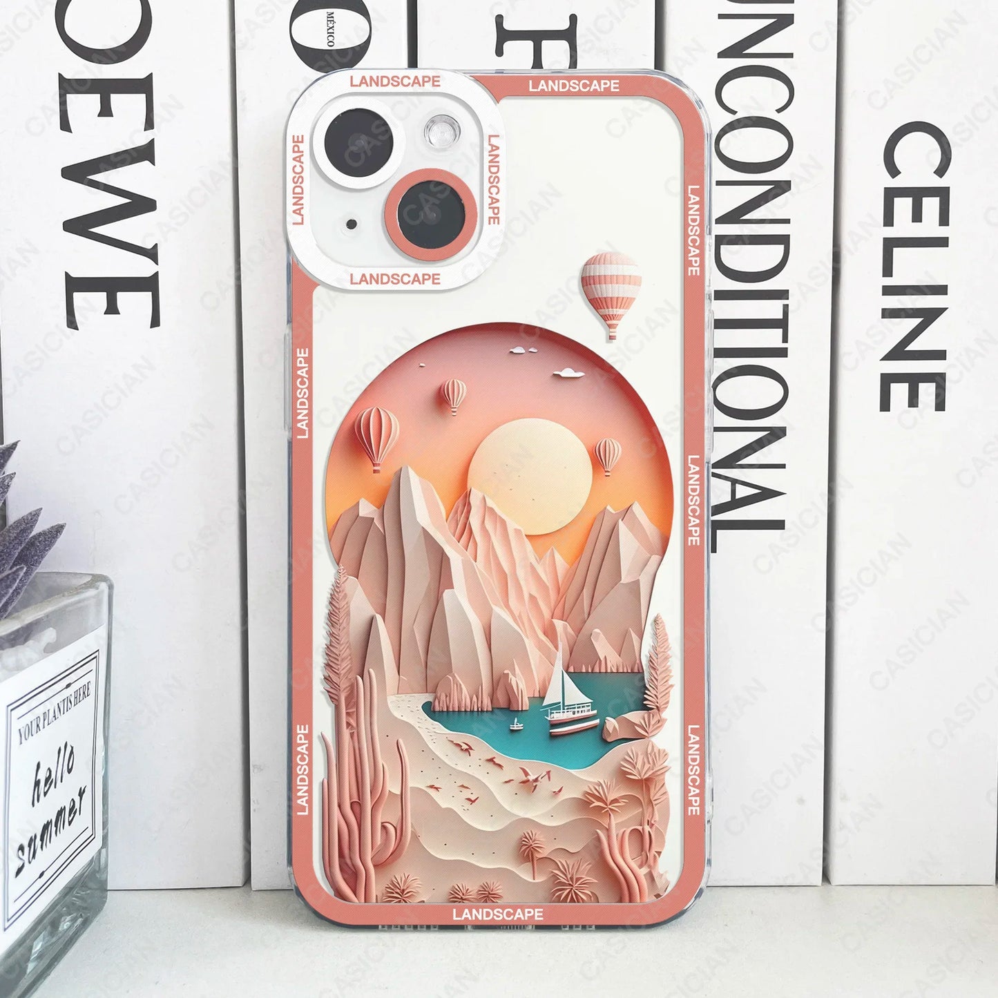 Paper Cute Landscape Creative Mountain Balloons Phone Case for iPhone