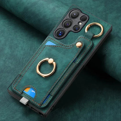 Leather Ring Holder Phone Case Wallet for Samsung Galaxy