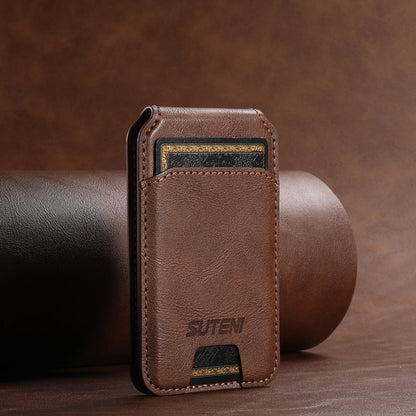 Suteni Luxury Magsafe Leather Mobile Phone Wallet with Flip Pocket