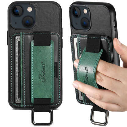 Suteni Luxury Wristband Card Holder Leather Case for iPhone