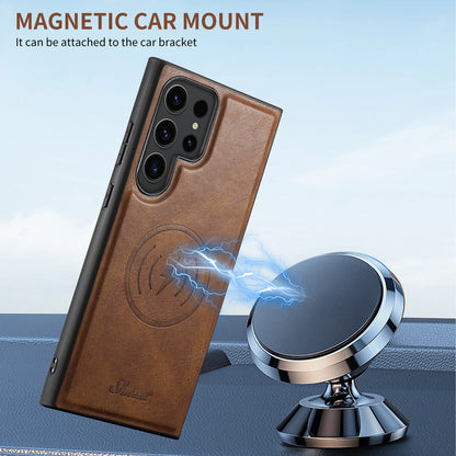 Suteni Magnetic Card Slot Leather Wallet Phone Case for Samsung Galaxy