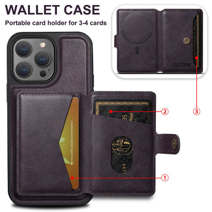 SUTENI Phone Case Card Holder Leather Magnetic Pocket Cover Wallet For iPhone 12 13 14 15 Pro Max Plus Ultra Magsafe