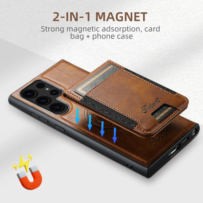 SUTENI Wallet Phone Case Card Holder Leather Magnetic Pocket Cover Magsafe Wireless charging For Samsung Galaxy S24Ultra S23Plus