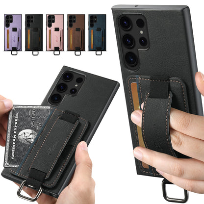 Suteni Wrist Strap Leather Phone Case Wallet for Samsung Mobile Phone