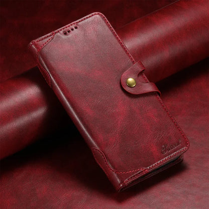 Suteni Clamshell Magnetic Buckle Card Wallet Leather Phone Case for iPhone