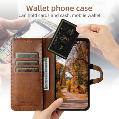 Suteni Clamshell Magnetic Buckle Card Wallet Leather Phone Case for iPhone