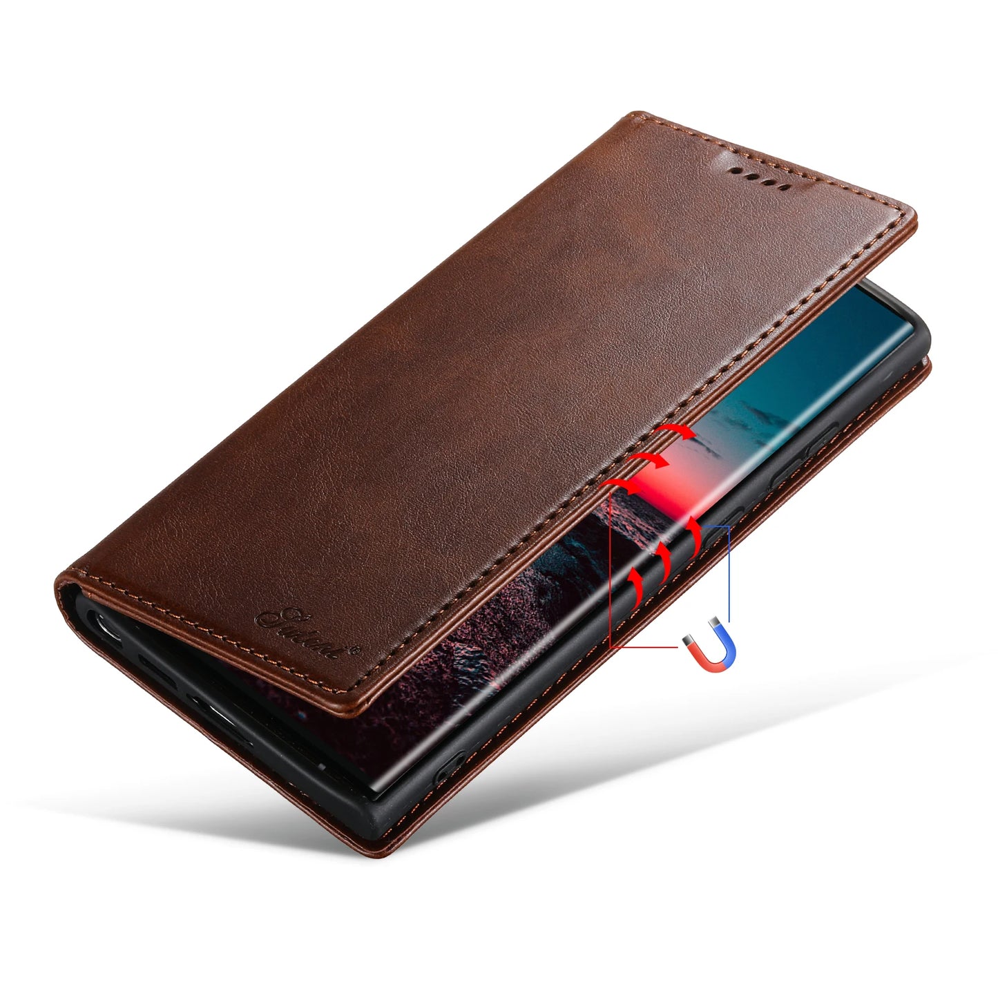 Suteni Leather Wallet Flip Phone Case Cover for Samsung Galaxy